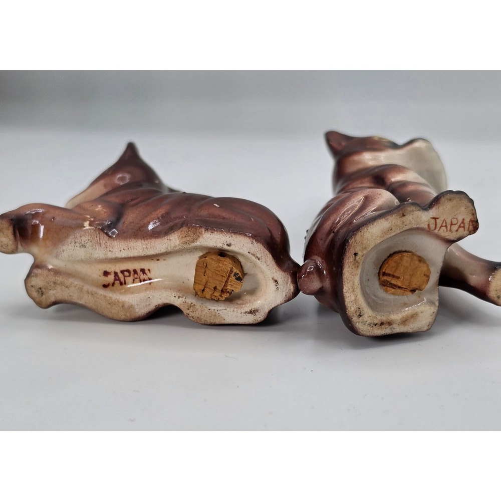 Vintage French Bulldog Boston Terrier Salt and Pepper Shakers Japan Ceramic Set - Picture 5 of 7